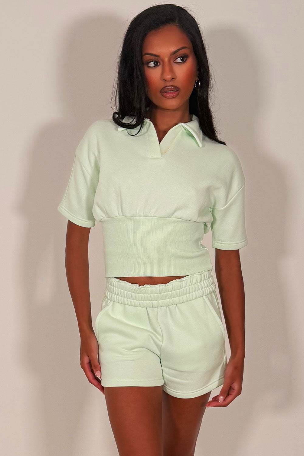 short sleeve polo top and shorts two piece co ord set summer holiday airport outfit styledup