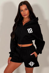crop hoodie and shorts two piece co rod set styledup uk white fox