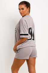 womens oversized jersey t shirt and shorts co ord set 