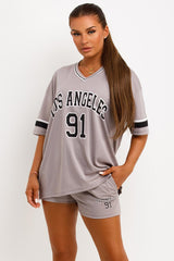 womens shorts and football jersey t shirt co ord set short tracksuit 