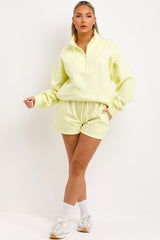 womens lemon marl sweatshirt and shorts tracksuit set