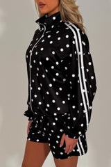 womens adidas polka dot top and shorts tracksuit summer holiday outfit perfect as airport outfit