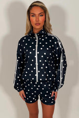 womens adidas polka dot top and shorts tracksuit summer holiday outfit perfect as airport outfit