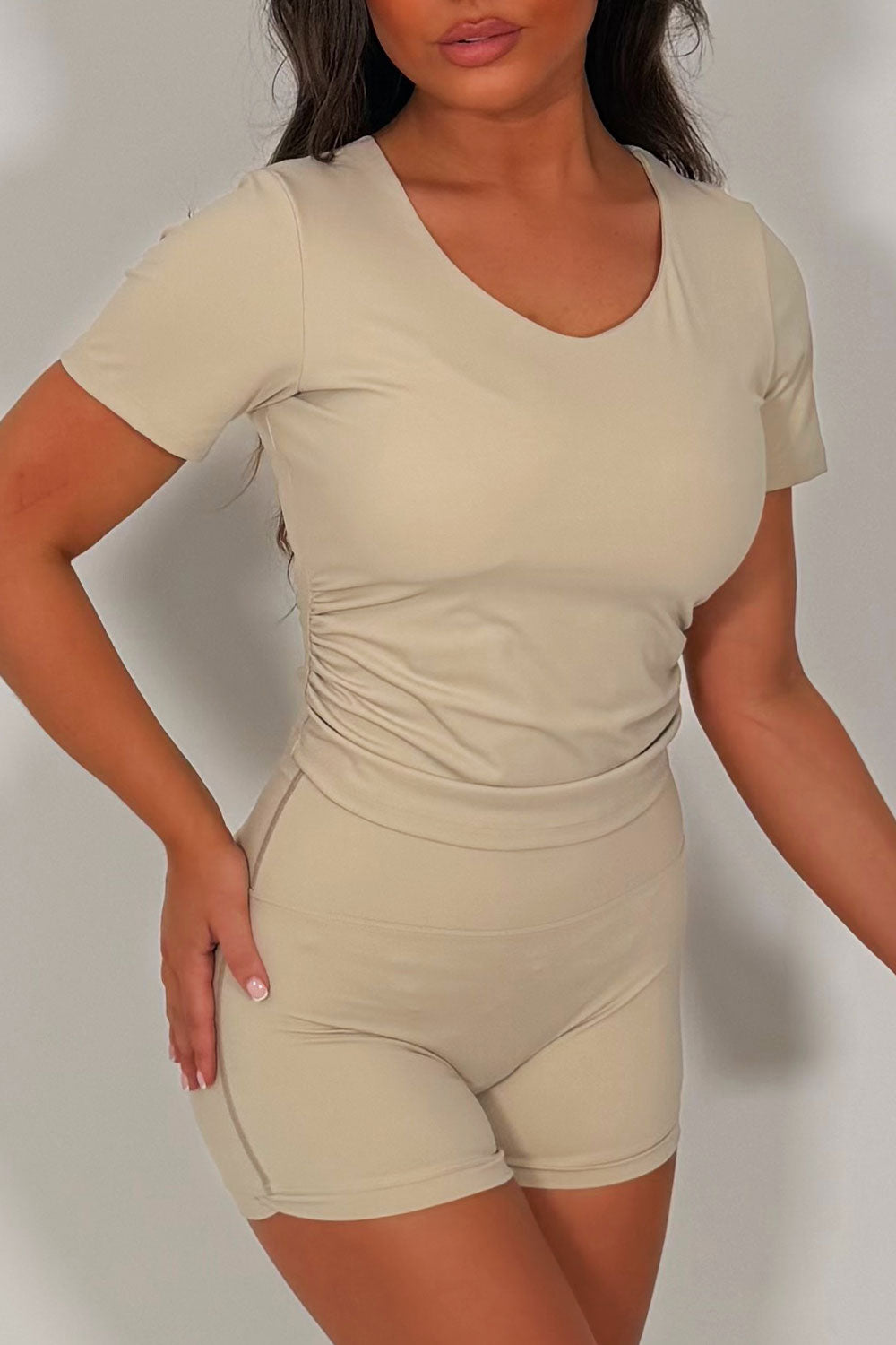 womens summer shorts and double up top co ord gym set alo yoga styledup uk
