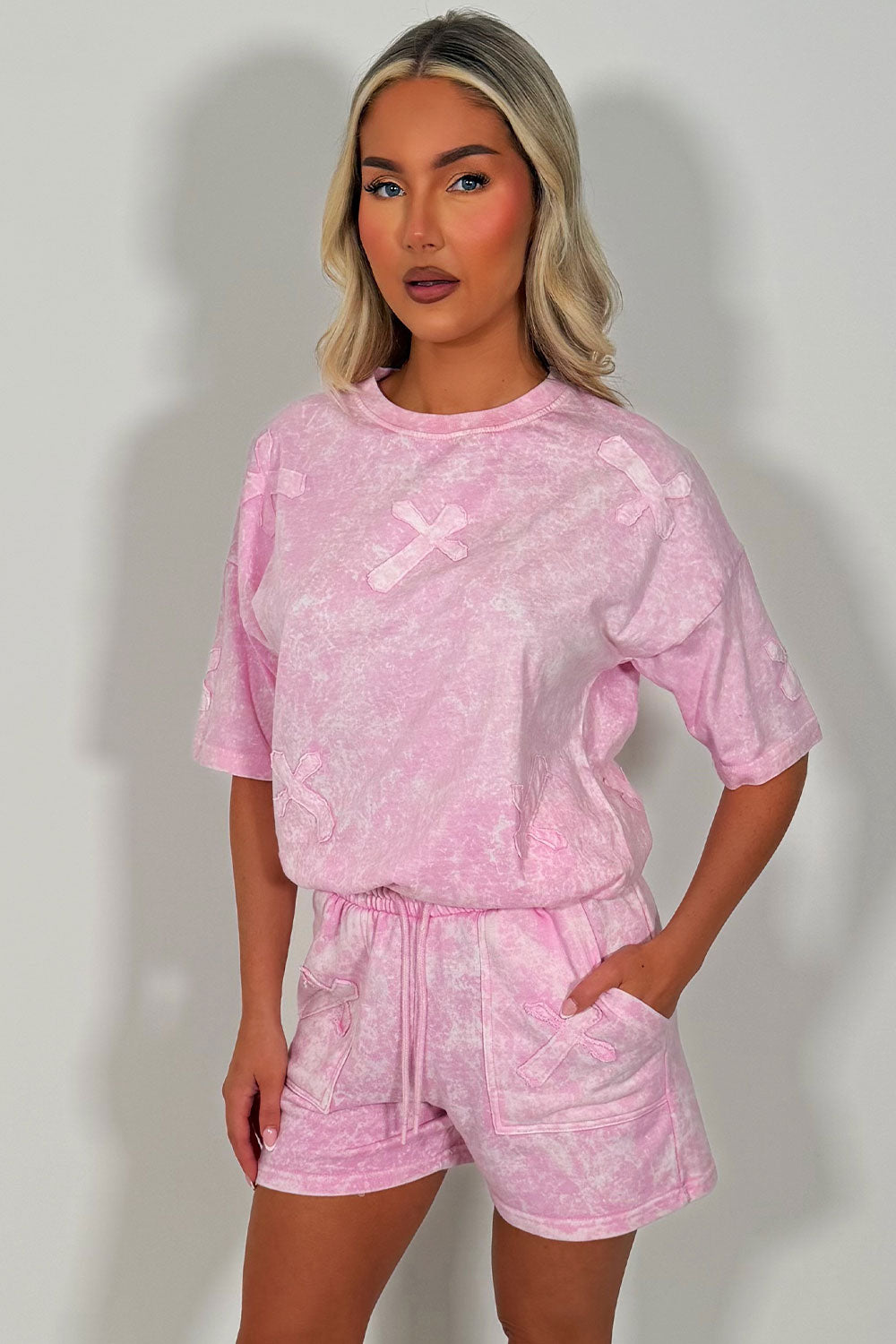 womens t shirt and shorts co ord with crosses summer holiday travel airport outfit extremely comfortable styledup uk