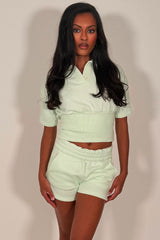 womens short sleeve polo top and shorts summer tracksuit styledup