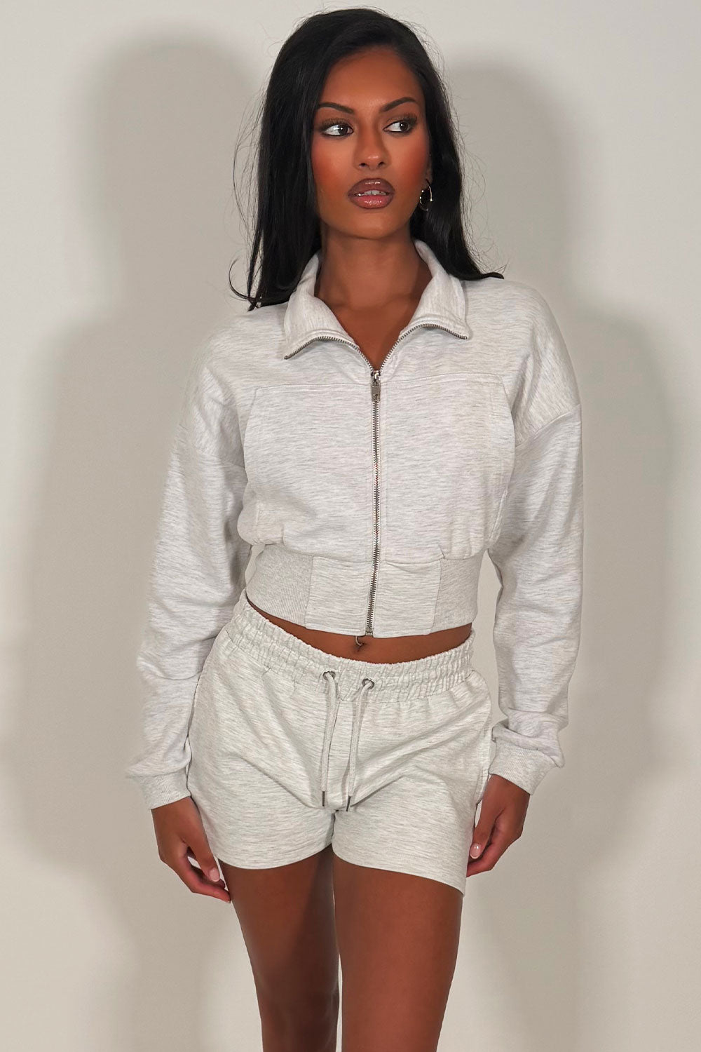 womens zara zip up plush jacket and shorts tracksuit co ord summer holiday outfit styledup uk