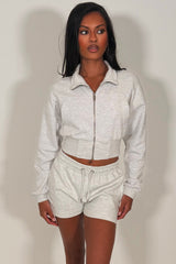 womens zara zip up plush jacket and shorts tracksuit co ord summer holiday outfit styledup uk
