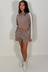 womens side stripe short tracksuit co ord set sale