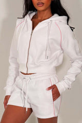 womens crop hoodie and shorts tracksuit co ord 