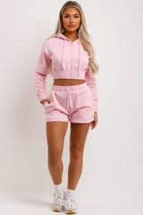crop hoodie and shorts tracksuit set