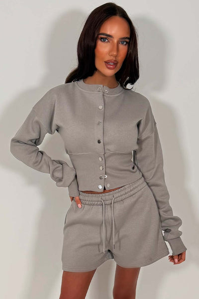 corset sweatshirt and shorts tracksuit co ord set styledup whitefox uk