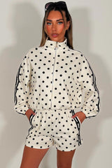 womens adidas polka dot top and shorts tracksuit summer holiday outfit perfect as airport outfit