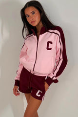 womens zip up sweatshirt and shorts lounge set summer tracksuit styledup