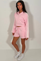 womens side stripe short tracksuit co ord set sale