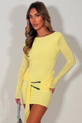 drape front mini dress with long sleeves going out holiday occasion outfit styledup
