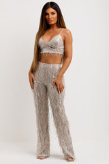 sequin sparkly top and trousers co ord set going out outfit