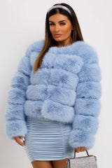 Sky Blue Faux Fur Bubble Coat