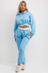 womens crop hoodie and joggers set tracksuit co ord