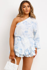 floral one shoulder cheese cloth playsuit