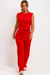 sleeveless button up ribbed top and trousers co ord set womens molly mae set styledup 