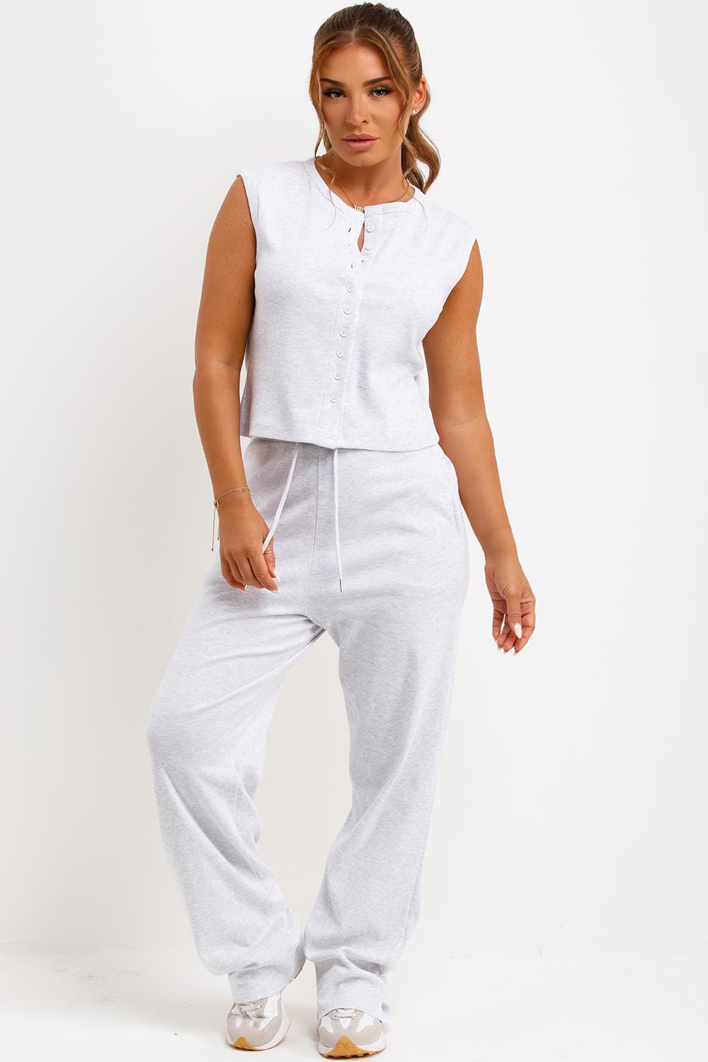 sleeveless button up top and trousers co ord set womens zara uk