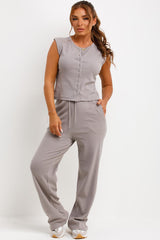 sleeveless button up top and trousers co ord set womens zara uk