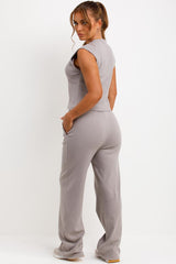 sleeveless button up ribbed top and trousers co ord set womens molly mae set styledup 