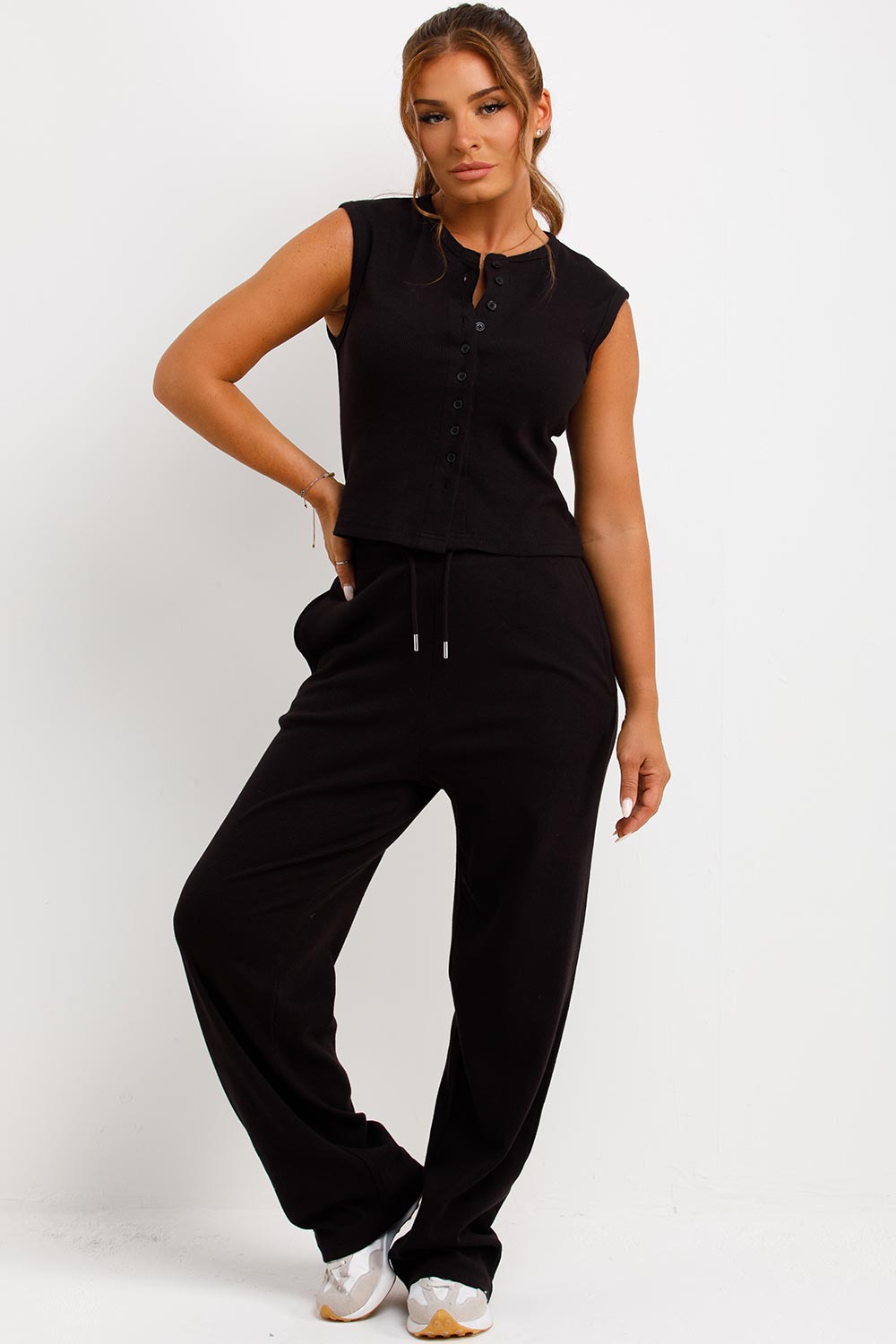 button up sleeveless top and trousers co ord set molly mae set styledup sale uk