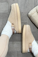 faux suede platform slippers mule cloggs UGG Goldenstar