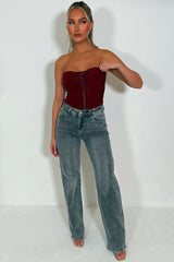 hook and eye burgundy corset top nigh out outfit styledup
