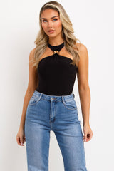 gold buckle halter neck going out white bodysuit top christmas party outfit styledup 