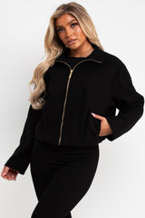 zara womens high neck black bomber jacket funnel neck styledup uk