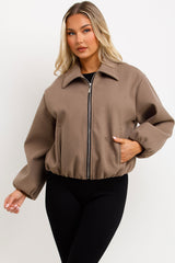 zara bomber jacket with collar puffed elasticated trims womens uk 