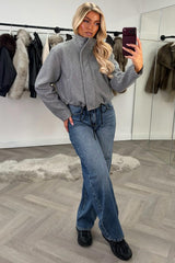 zara womens grey high neck bomber jacket funnel neck styledup uk