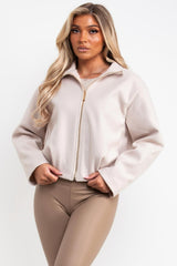 womens zara beige soft bomber jacket uk