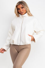 soft bomber jacket with high collar funnel neck styledup uk