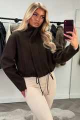 drawstring hem soft bomber jacket zara womens uk