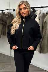 soft bomber jacket with high collar funnel neck styledup uk