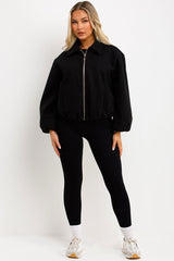 zara womens puffed bomber jacket black styledup