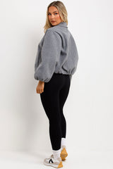 zara womens grey puffed bomber jacket styledup