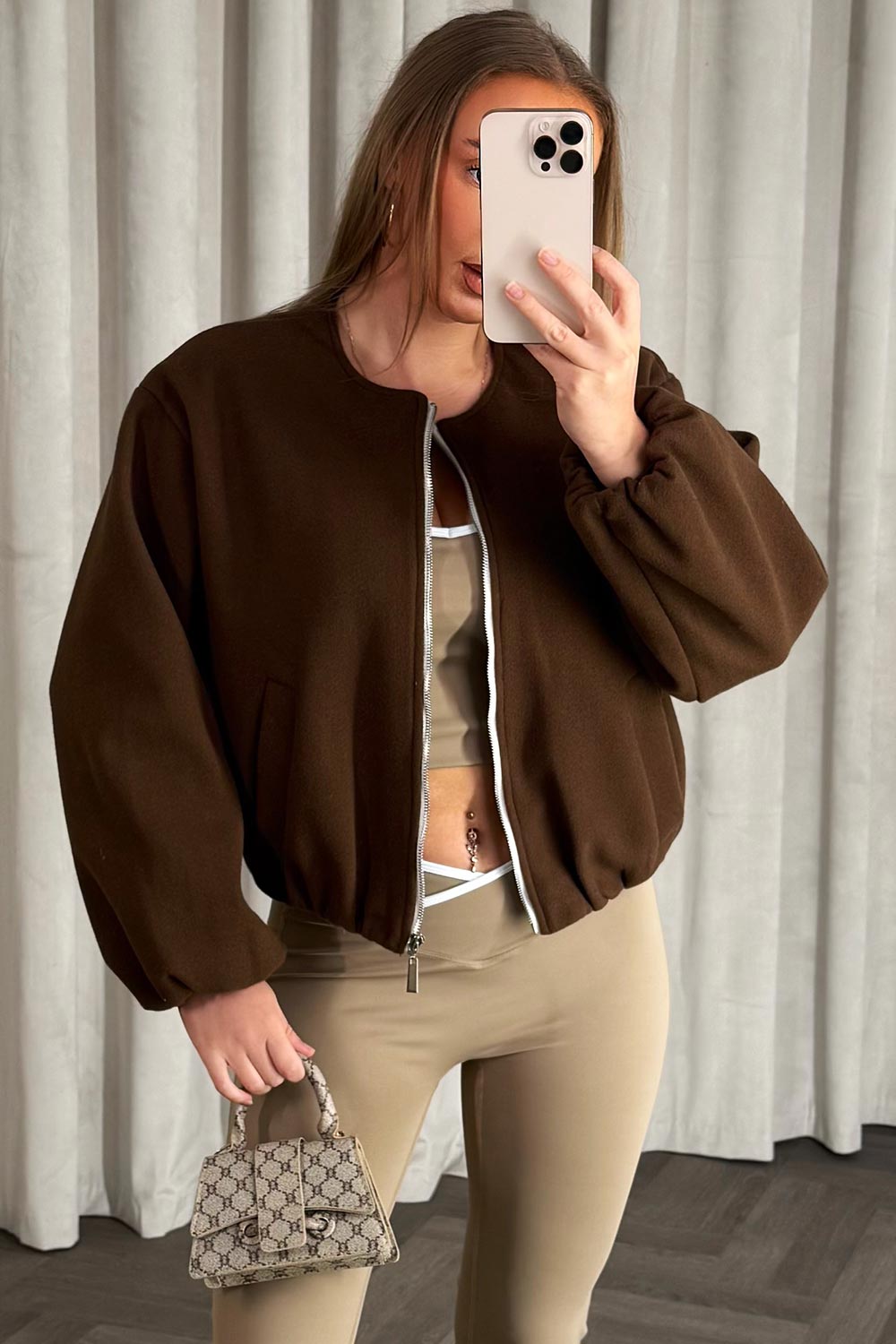 zara womens soft bomber jacket brown