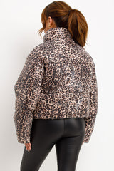 leopard print puffer padded jacket with sequin detail womens winter jacket