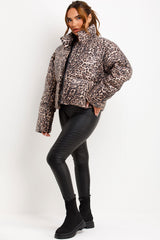 puffer padded jacket with leopard print sequin detail styledup