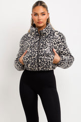 leopard print puffer jacket sequin christmas jacket