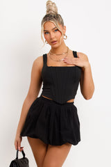 black corset crop top boned