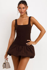 puffball dress brown