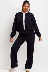 zara womens bomber sweatshirt with zip and straight leg joggers tracksuit set