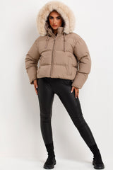 fur hood puffer padded jacket for winter