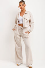 zip up sweatshirt jacket and jogger trousers co ord set 